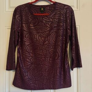 ❤️2/$25 or 3/$21❤️ JM Collection Burgundy w/Beading Top, Size Small